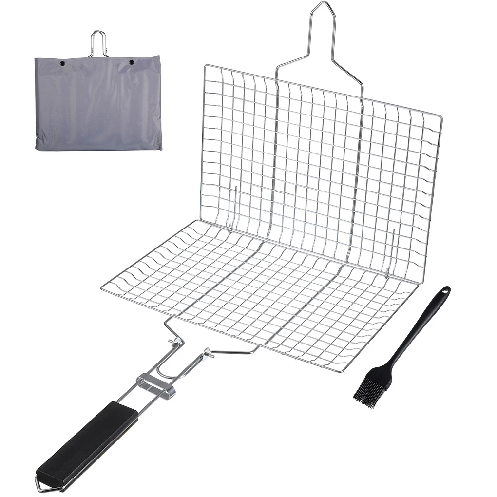 

Складная корзина для гриля и барбекю с металлической ручкой