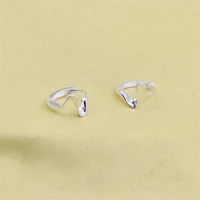 zfsilver trendy s925 silver asymmetric wave earrings ear hoop for women man female charm jewelry korean statement gifts party