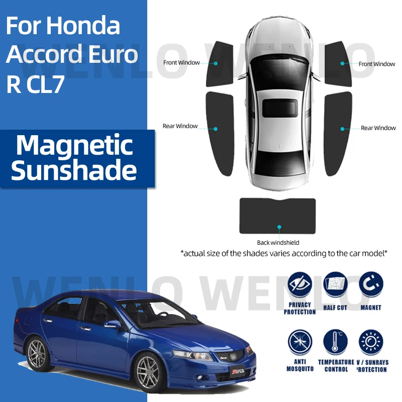 

Автомобильный солнцезащитный козырек на заказ для Honda Accord Euro R CL7, магнитный внутренний сетчатый чехол на окно, стильный передний и задний ав...