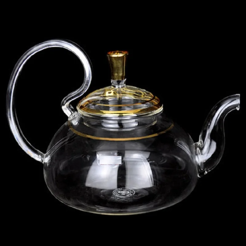 

glass, Lead-free kung fu pot 580ML 22K real gold filter set, and heat resistant tea set.