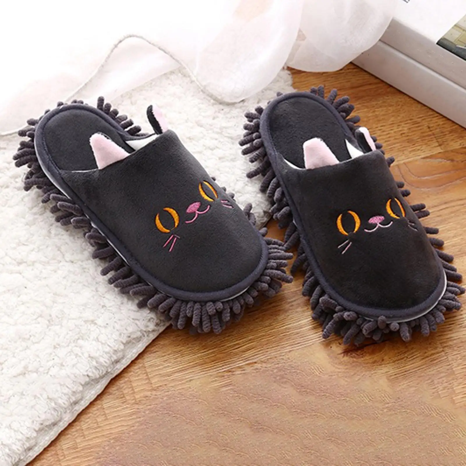

1 Pairs Washable Dust Mop Slipper Shoes House Dusting Slippers Microfiber Cleaner Foot Shoes Cover Lazy Foot for Floor Dusting