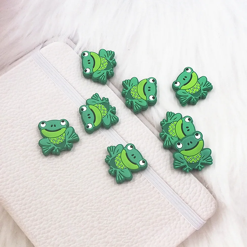 

Chenkai 10PCS Cute Frog Shape Beads Silicone Charms Focal Beads For Beadable Pen Character Beads For DIY Pacifier Dummy Chain