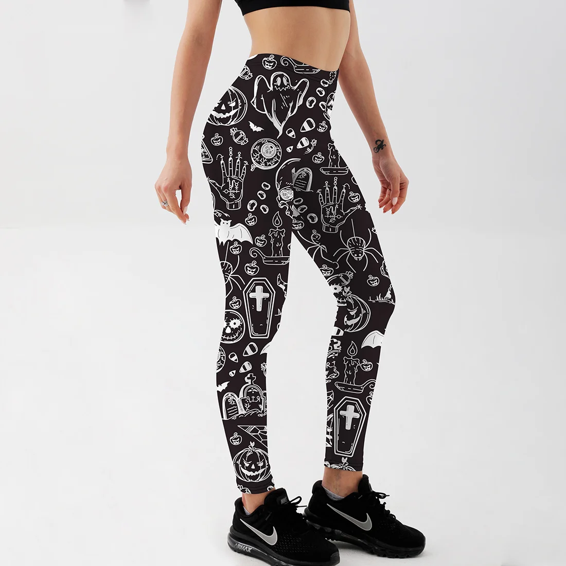 

Qickitout Leggings Halloween Day SEXY New Women's Legging Ghost Skull Pumpkin Palm Styles Digital Print Trousers Leggings