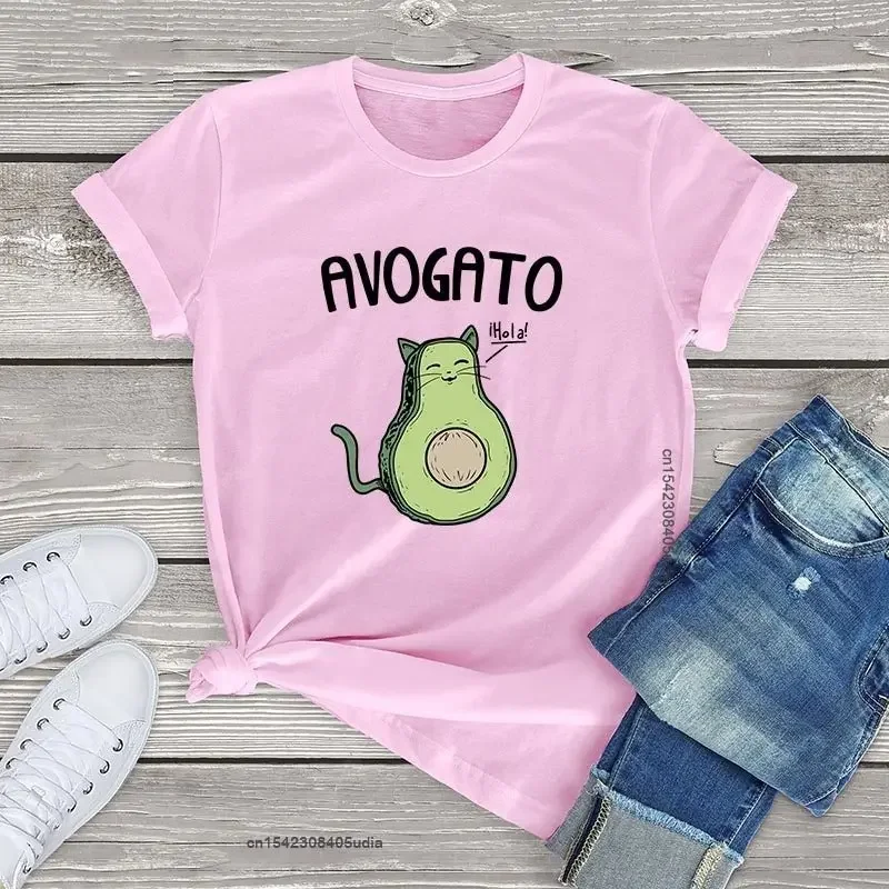 Женские футболки из чистого хлопка с авокадо Harajuku Kawaii футболка котом забавная