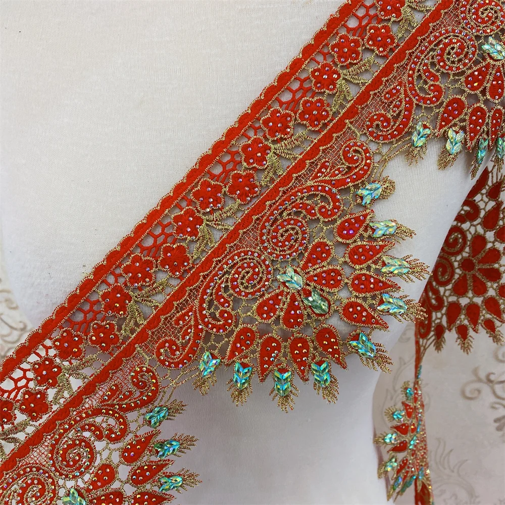 Много цветов ярдов стразы кружевная отделка металлические вышитые кружева