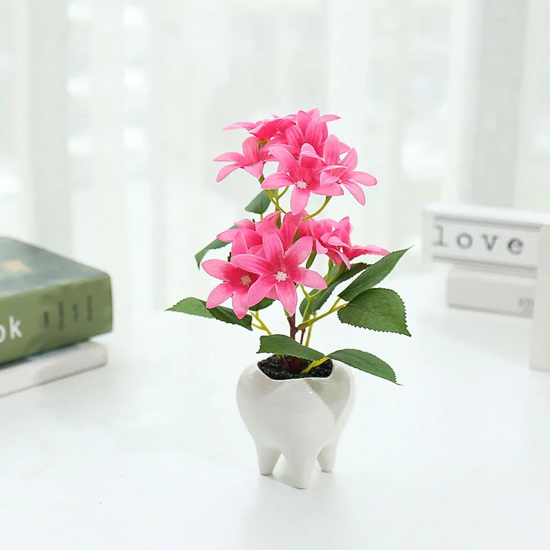 

New Fake Flower Simulation Plant Bonsai Plastic Small Triangle Rose Creative Home Decoration Decoration Simulation Flower
