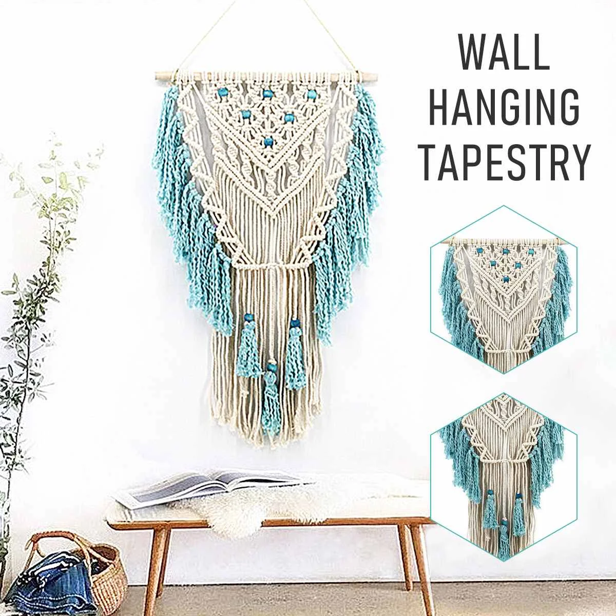 Hand Knotted Macrame Wall Art Handmade Hanging Tapestry Wall Hanging For Tapestry For Apartment Bedroom Living Room