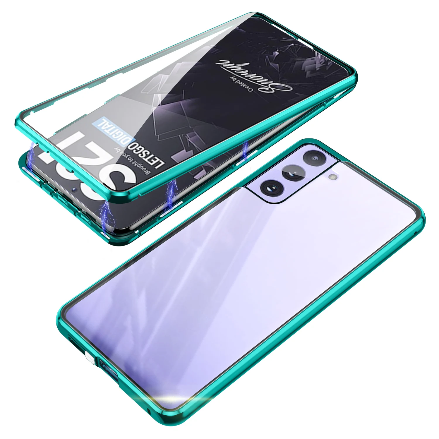 

Magnetic Case For SAMSUNG Galaxy S21 Plus S20Ultra A21s, All-round Protection Double-Sided Tempered Glass Cover With Metal Frame