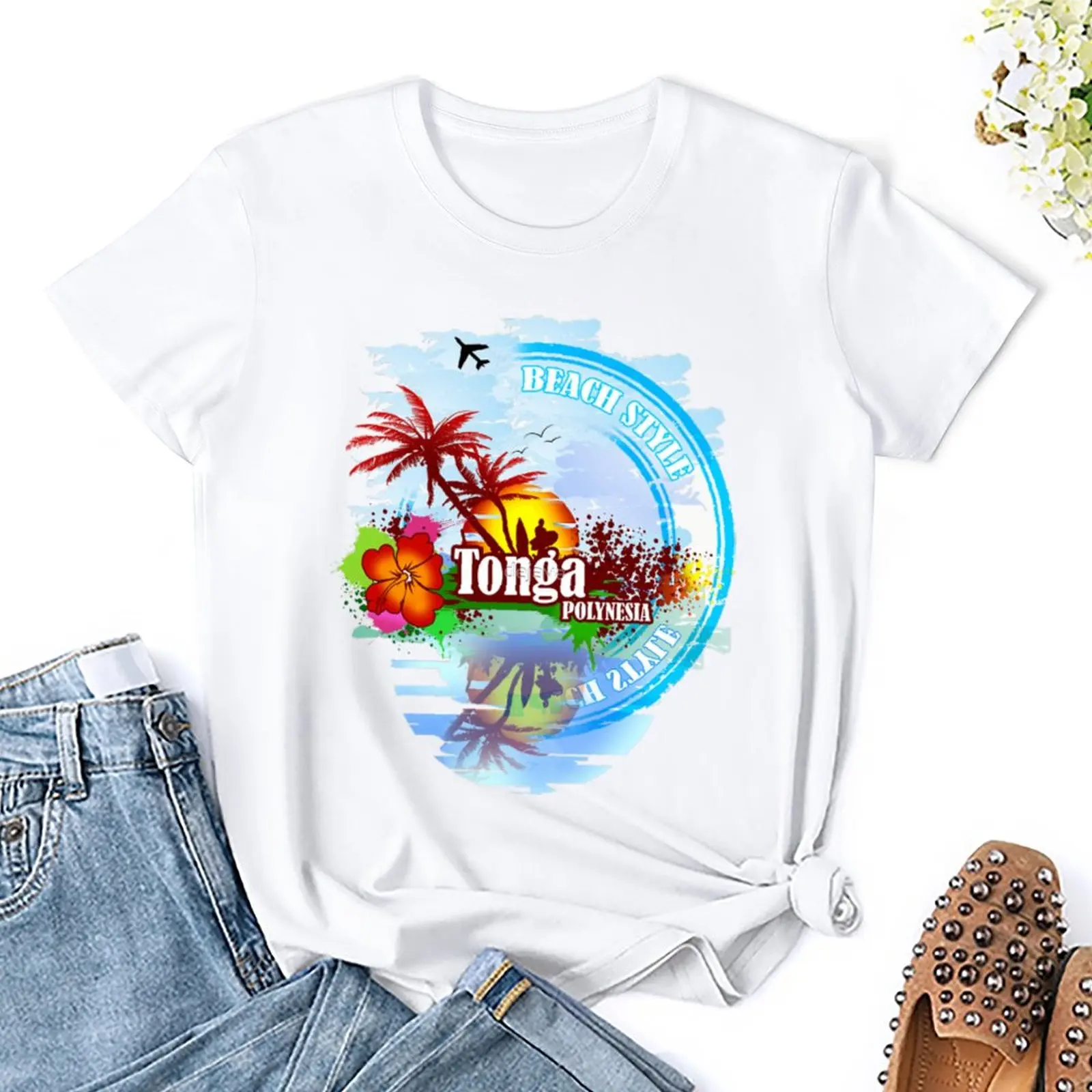 

Tonga Volcano Polynesia 100% Cotton Campaign Graphic Cool T-shirts High Grade Home USA Size