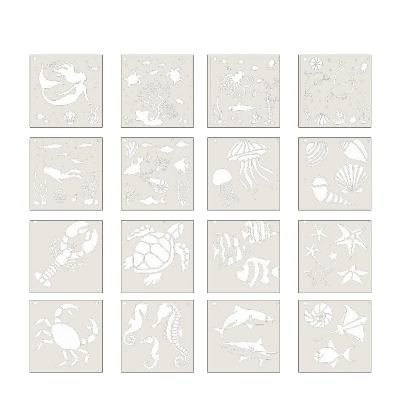 

16 Pcs Kids Hollow Painting Template Stamping Making Photo Album Card Dropship
