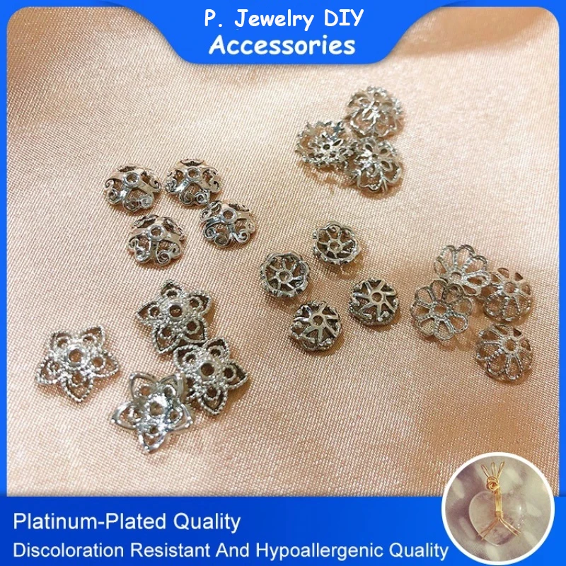

【20PCS】Platinum Flower Bead Caps For DIY Bead Accessories Material Cap