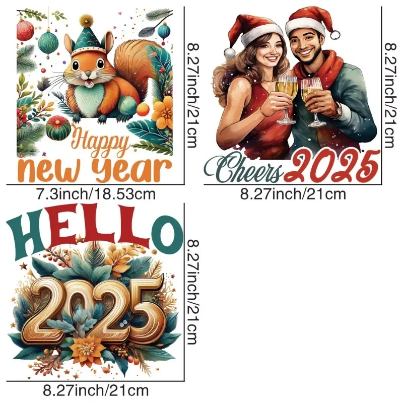 С Новым годом 2025 дюймов акварельная живопись сделай сам теплопередающая одежда