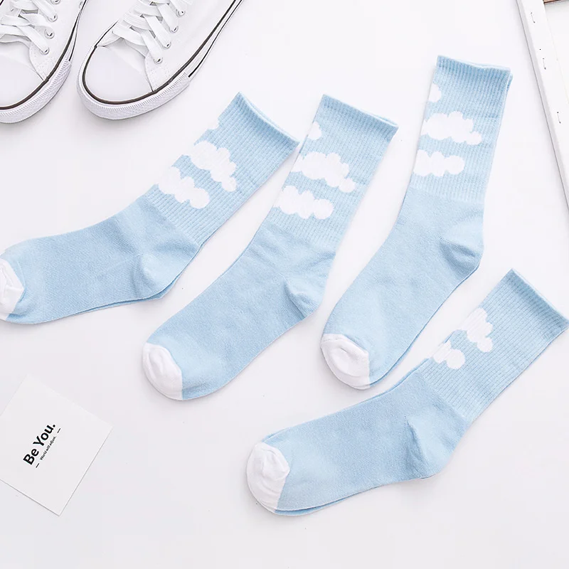 

Women Cloud Patterned Cotton Harajuku Socks Casual Joker Heap Socks For Female Streetwear Skateboard Socks Original Tide Gift