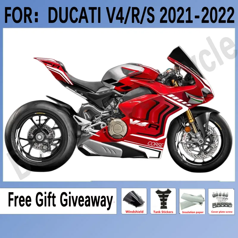 

Kit Fit for DUCATI Panigale V4 20 21 v4s v4r 2020 2021 Bodywork Full ABS Fairing kit set Red Silver