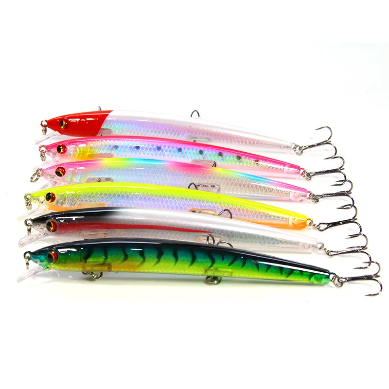 Factory Wholesale Bionic Fishing Lure Minnow 13.5cm 15.4g Topwater Floating 3D Eyes Hard Baits Wobbler Sea Bass Accessory