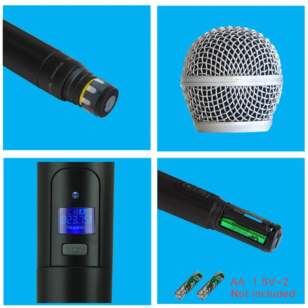 

NEW2023 M-2280 50M Distance 2 Channel Handheld Mic System Karaoke Party Dj Church UHF Wireless Microphone