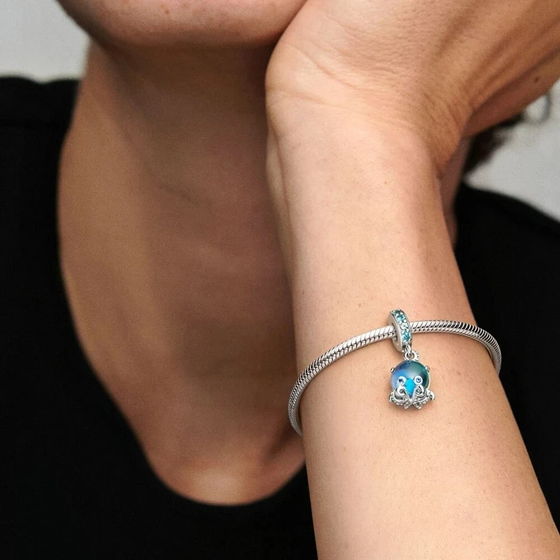 Бусины-шармы для браслетов Pandora синие браслета из серебра 925 пробы в виде черепахи