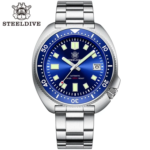 Мужские механические часы Steeldive SD1970 синего цвета