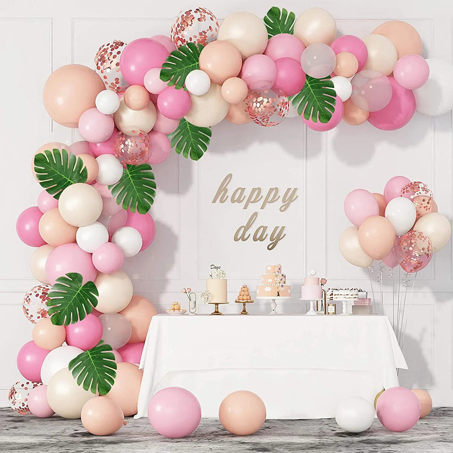 

CHEEREVEAL Rose Gold Birthday Supplies Pink Balloon Garland Kit Confetti Balloon for Girl Wedding Baby Shower Party Decorations