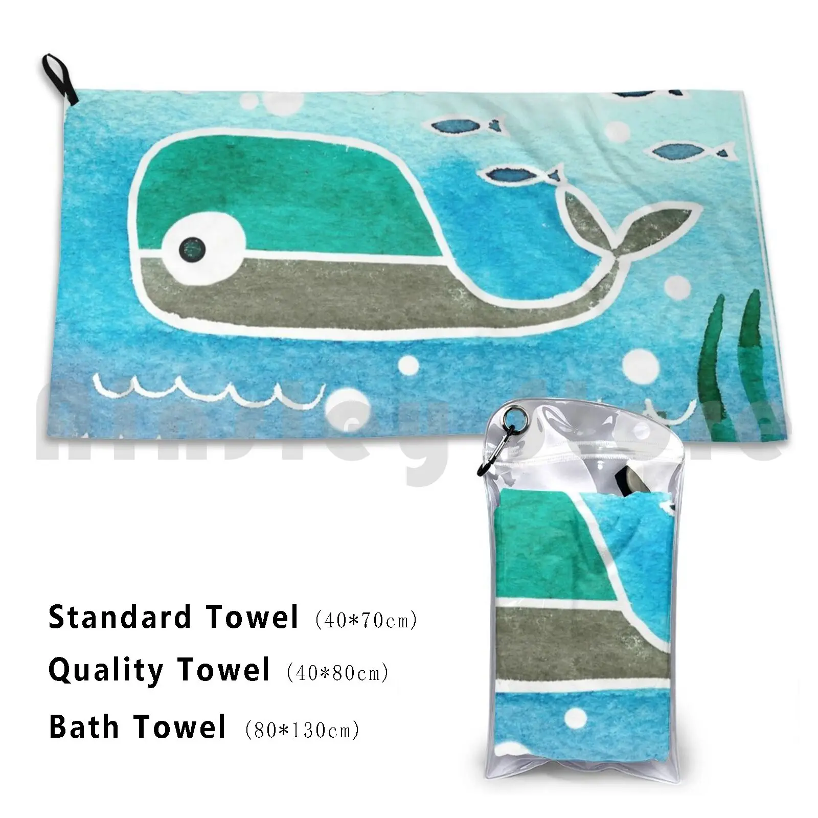 Bath Towel Ocean Sea Marine Marine Animals Whale Crab Fish Shell Marine Fauna