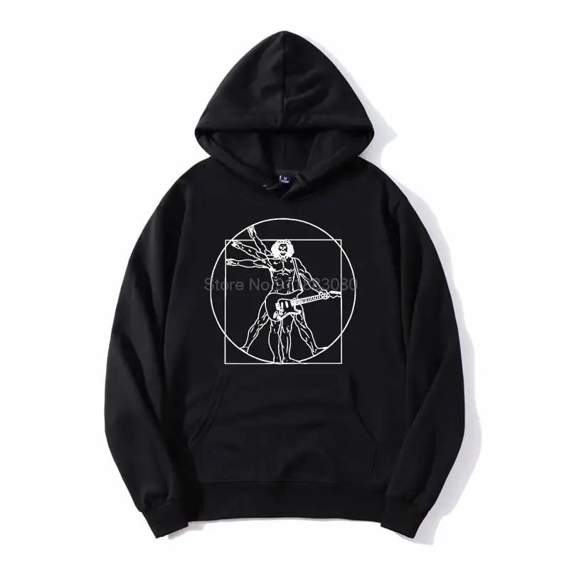 

Da Vinci Guitar Funny Hoodie Vitruvian Man Rock Band Vintage Graphic Music Unisex Men Fleece Hoodies Hooded Sweatshirt Harajuku