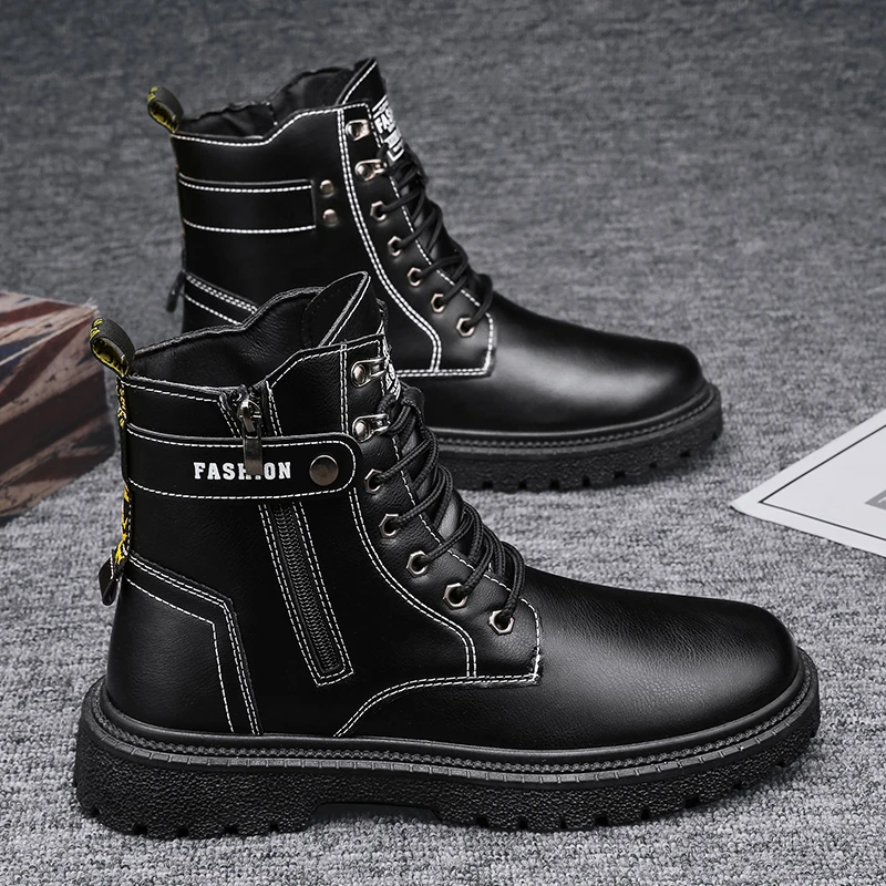 

Черные мужские ботинки PUPUDA, удобные мужские ботильоны, мужские осенние ботинки на шнуровке для улицы, хорошего качества, 2022