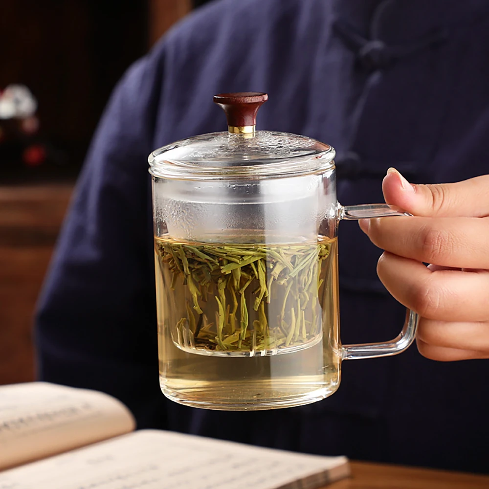 

Heat resistant glass Tea Mug Tea separation cup high borosilicate galss filter household transparent tea cup with cover