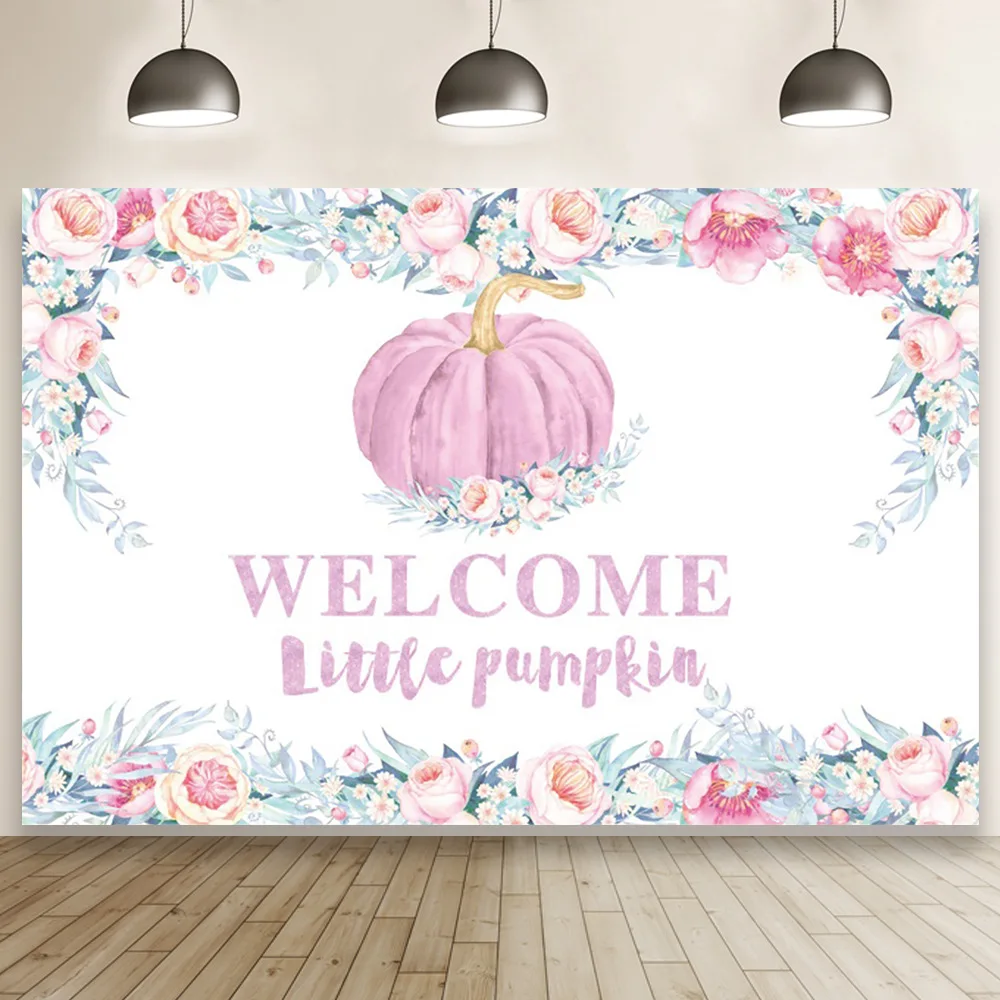 

Welcome Pumpkin Sweetheart Purple Kids Birthday Party Photography Baby Shower Backdrops Table Decoration Photo Background Poster
