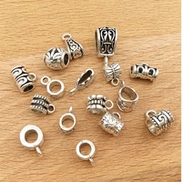 120pcs zinc alloy antique silver bail tube beads spacer beads hanger charms pendant bails for necklace bracelet jewelry making