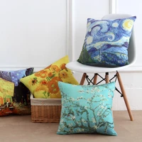 van gogh oil painting sofa pillow case chair pad velvet starry night cushion cover