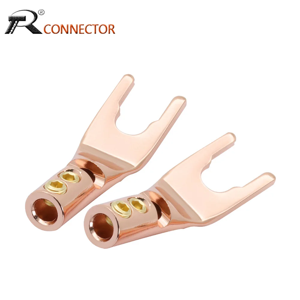 

4pcs Gold-plated Copper Banana Plugs U/Y Type High quality Banana Connector Speaker Wire Connector With double Screw locks