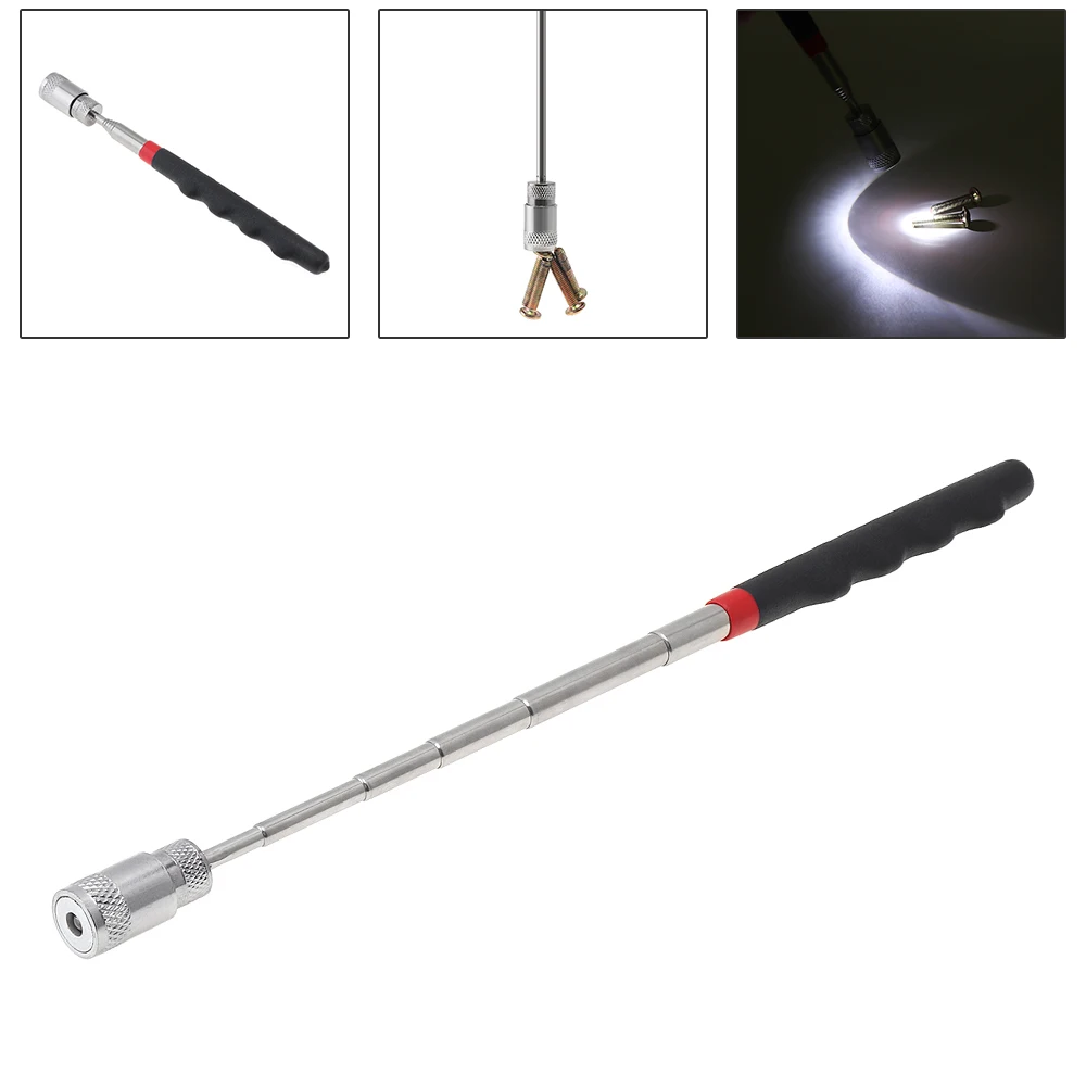 

Magnetic Telescopic Pick-up Tool with Bright LED Light Flexible Spring Magnet Grab Grabber Fingers Prongs for Garbage Pick Up