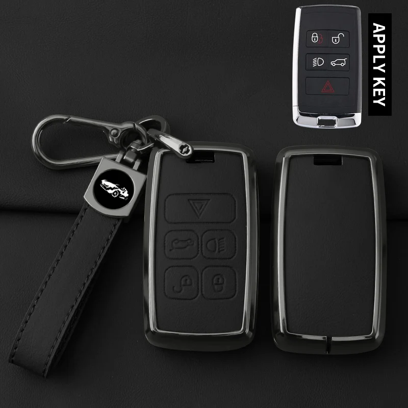 

Металлический кожаный чехол для автомобильного ключа для Land Rover Range Rover Evoque Discovery Sport Velar для Jaguar XE XF E-Pace F-Pace
