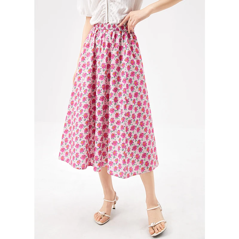

Luxury High Quality Summer 2022 Faldas Largas Mujer Korean Fashion Clothing Long Skirts for Women Prairie Chic Floral Cotton