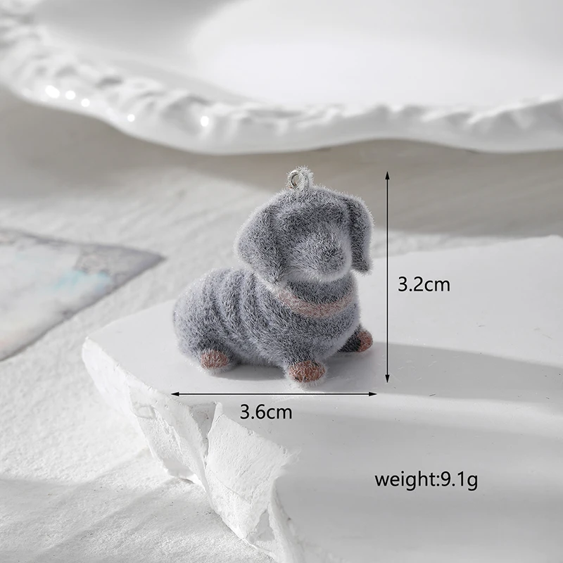 3D Подвески из флока в виде щенка собаки кавайная такса искусственная Подвеска