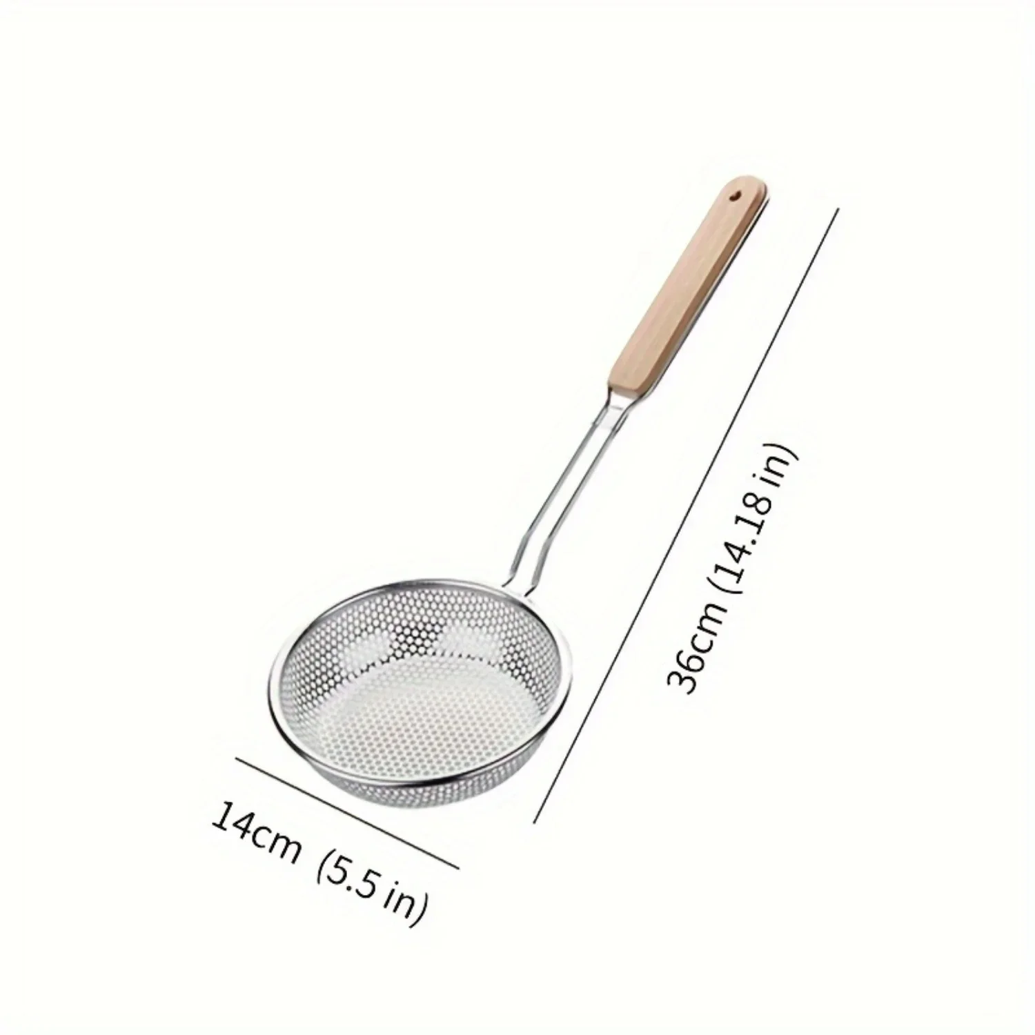 Ложка-скиммер из нержавеющей стали с деревянной ручкой-Устойчивое к коррозии и