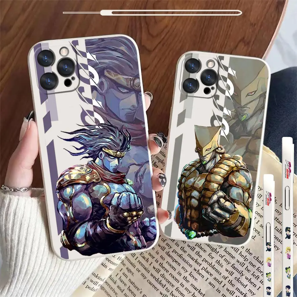 

Japan Anime JoJo's Bizarre Adventur Phone Case For Apple iPhone 14 13 12 11 Pro Max Mini X XS XR SE 7 8 Plus Liquid Rope Cover