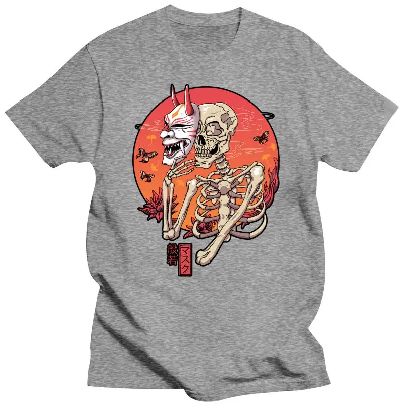 Новинка 2022 забавная Мужская футболка из 100% хлопка женская модная Hannya Yokai с маской