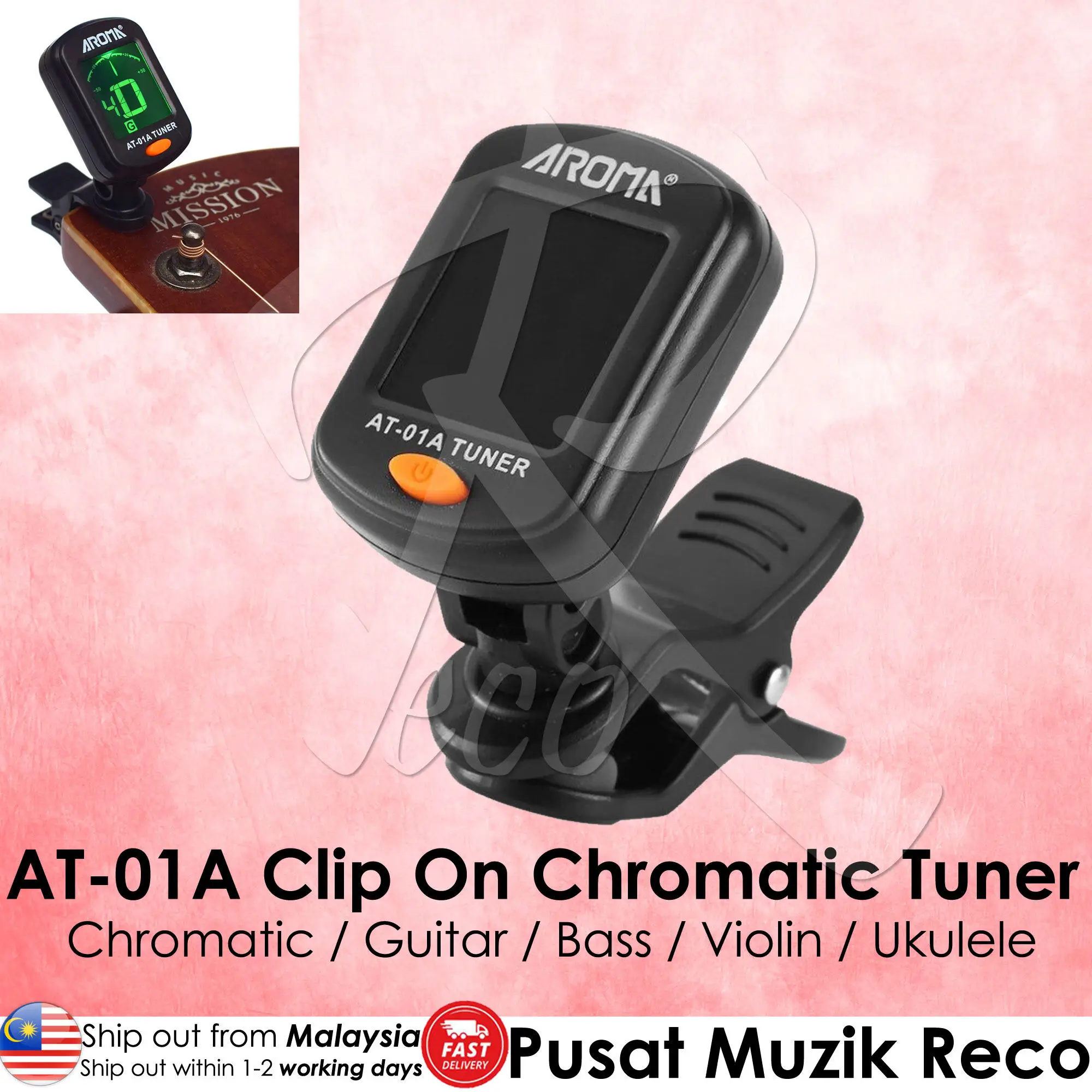 

RM AT-01A Chromatic Clip On Tuner Guitar Bass Violin Ukulele