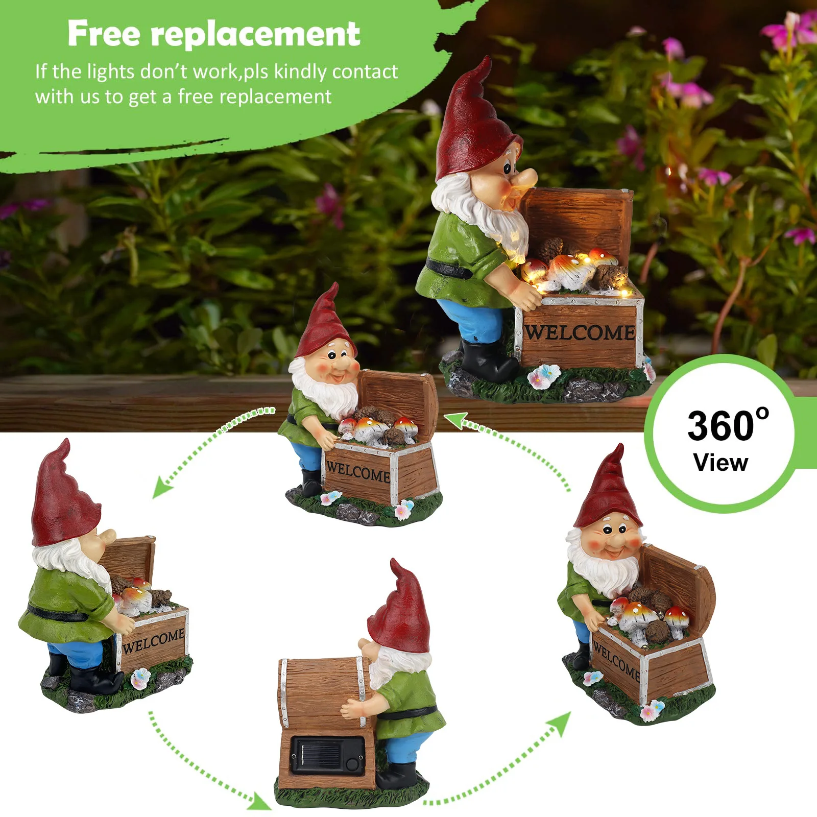 Новый креативный карлик деревянная коробка эльф солнечный садовый орнамент