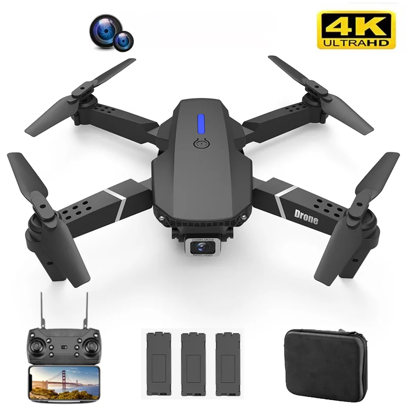 

Радиоуправляемый Дрон E88Pro 4K Профессиональный 1080P широкоугольная HD камера Wi-Fi FPV высота Удержание одной кнопкой возврат со складным радиоупр...