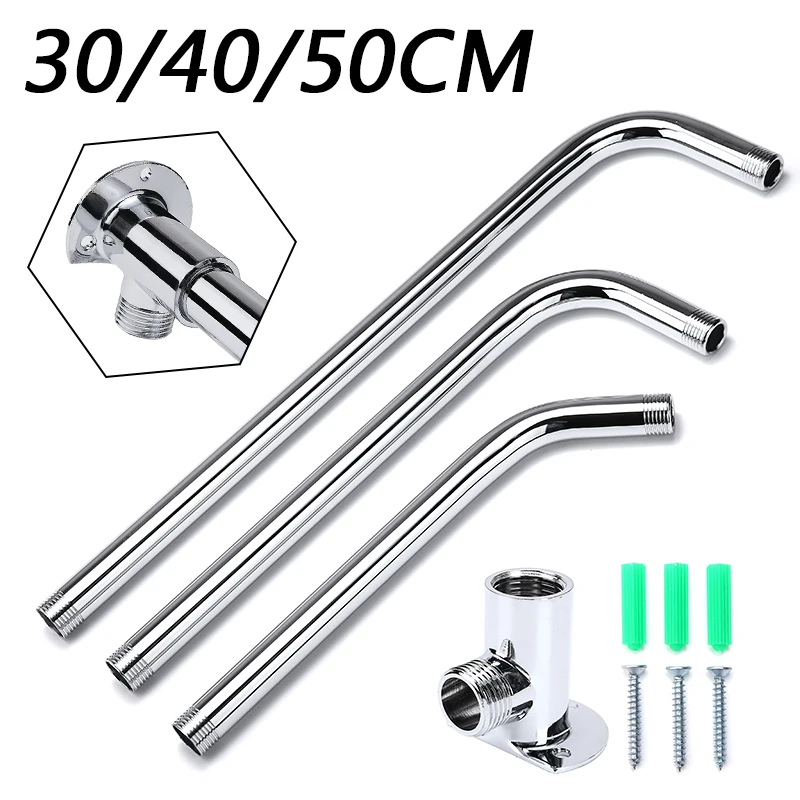 1PC 30cm/40cm/50cm Stainless Steel Shower Arm Wall Mounted Tube Rainfall Shower Head Arm Bracket Extension Pipe Kit