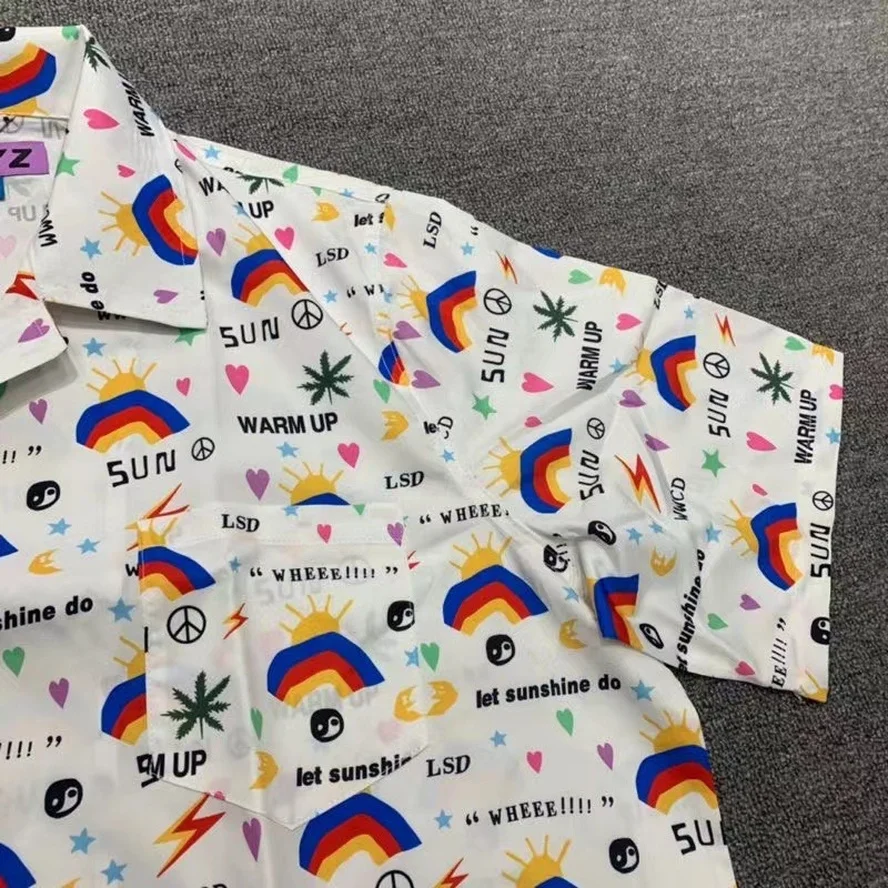 Рубашка CPFM.XYZ для мужчин и женщин топ с радужным принтом коротким рукавом CPFM XYZ |