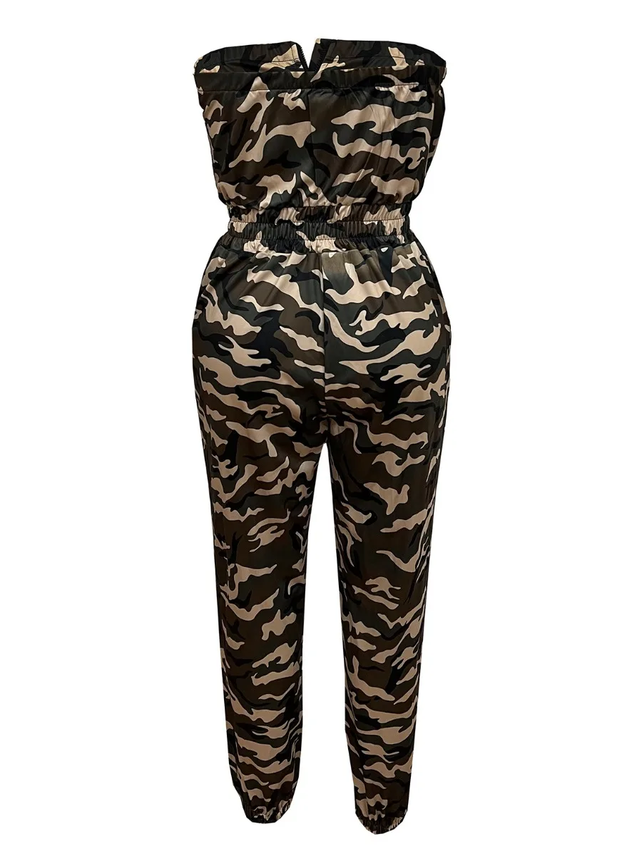 LW Zipper Design Camo Print Cargo Jumpsuit Sexy Sleeveless Women Camouflage Printed Jumpsuits 2023 NEW women's clothing Jumpsuit