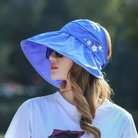 summer hats for women foldable sun hat pearl flower visor suncreen floppy cap female outdoor casual baseball cap