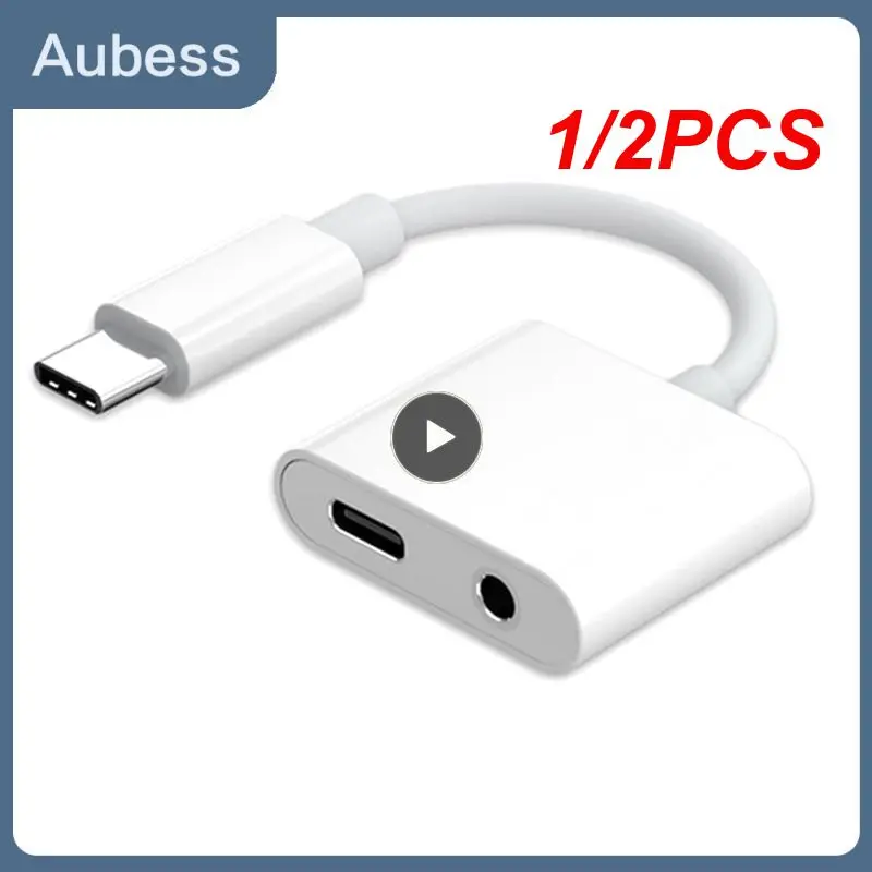 

1/2PCS In 1 Type C To 3.5mm Earphone Jack Audio Charging Splitter Adapter for Galaxy S22 S21 S20 Plus USB C Aux Conector