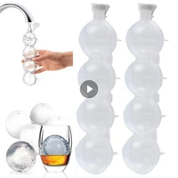 4 hole ice cube makers round ice hockey mold whisky cocktail vodka ball ice mould bar party kitchen ice box ice cream maker tool