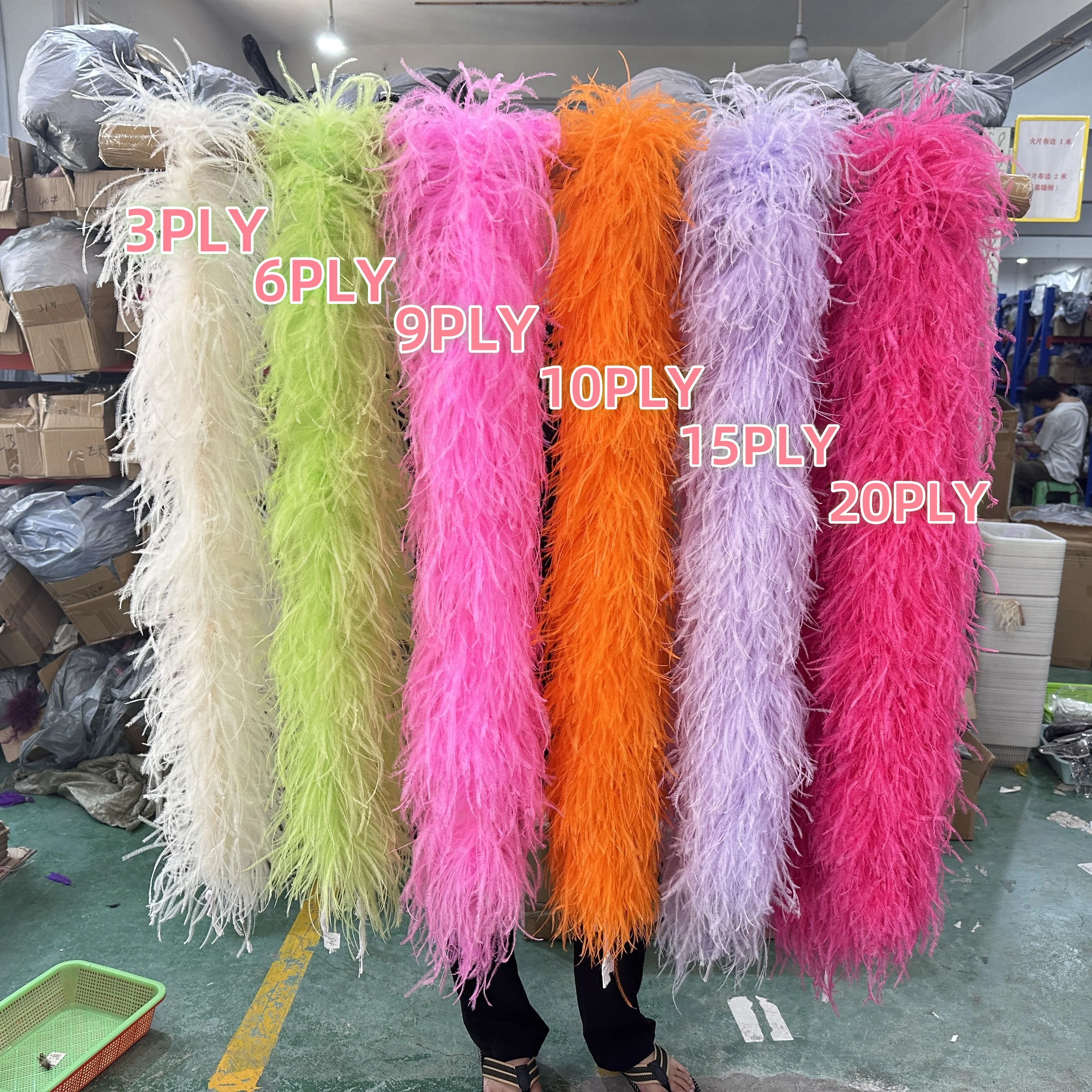 Фото Разноцветные бриллианты 2 м, 6, 9, 10, 15, 20PLY, страусиный боа, пушистые перья, отделка для украшения свадебного платья, плюшевая шаль №4