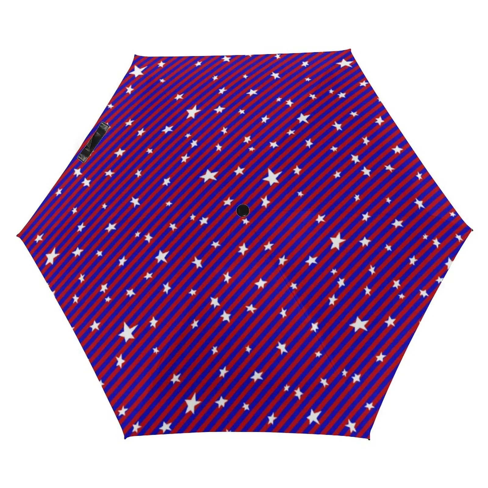 

Stars Print 5 Fold 6 Ribs Umbrella Blue and Red Stripes Ligthweight Pocket Umbrella Sun and Rain Umbrellas for Male Female