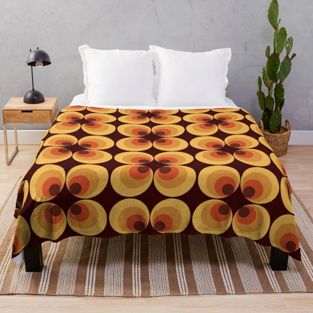 

Retro Orange Throw Blanket fur blankets picnic blanket microfiber fabric